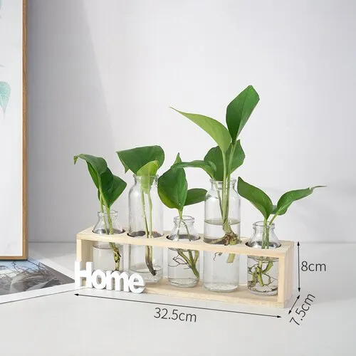 Simple Wooden Frame With Transparent Glass Flower Vase