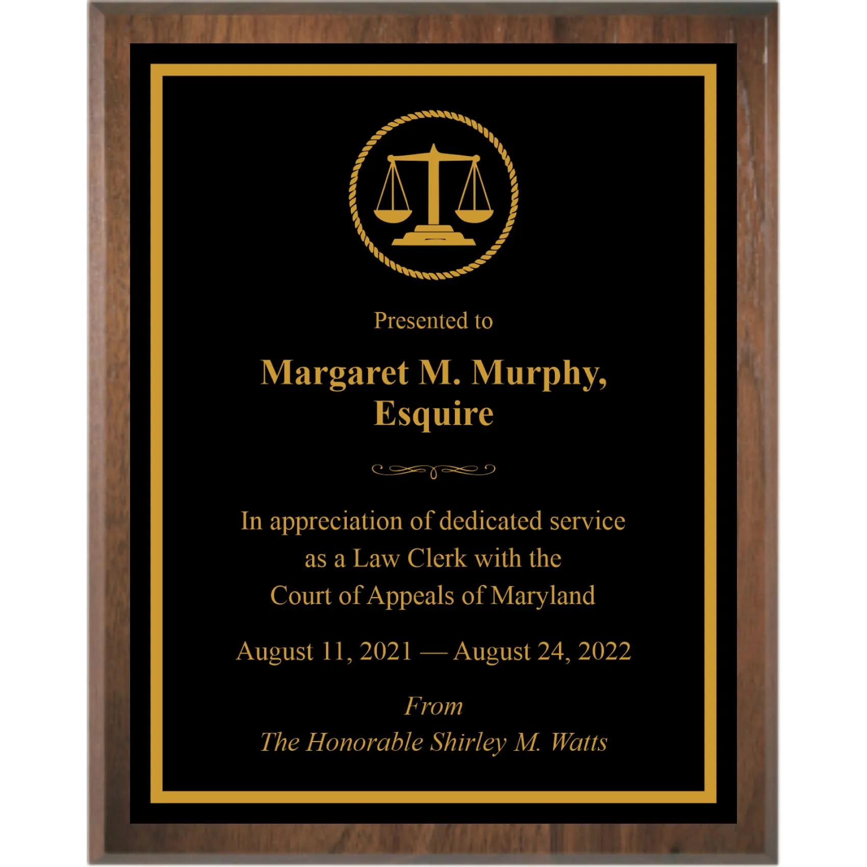 Solid Walnut Plaque