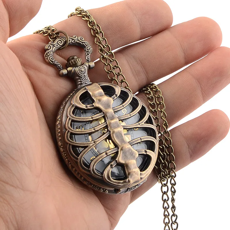 Spine Ribs Hollow Quartz Pocket Watch