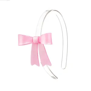 SPR24- Bow French Satin Pink Headband
