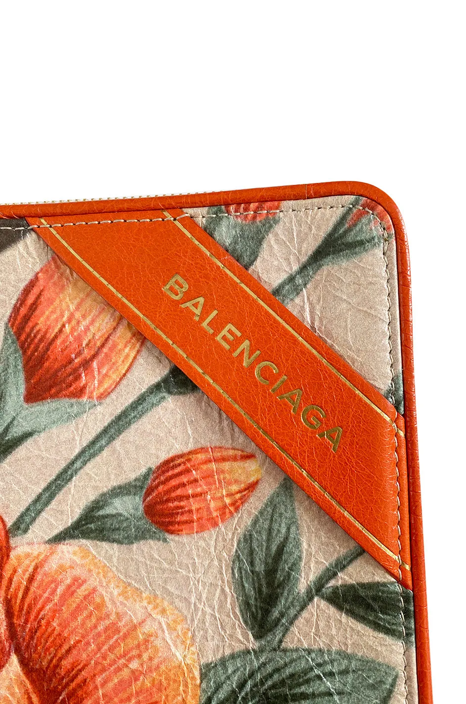 Spring 2017 Balenciaga Orange Blanket Flower Print Flat Large Clutch Bag