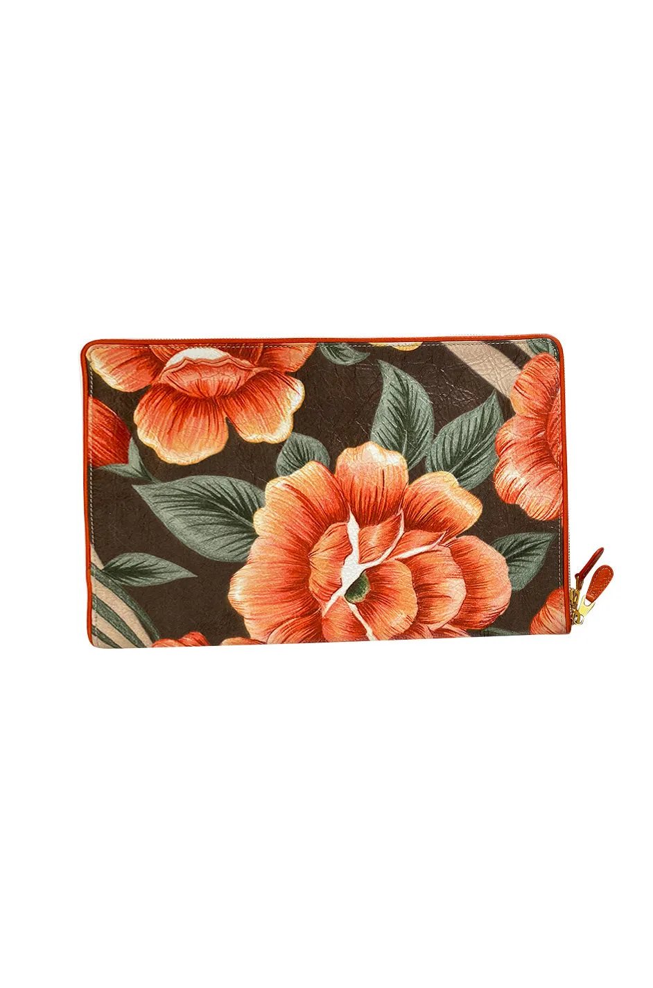 Spring 2017 Balenciaga Orange Blanket Flower Print Flat Large Clutch Bag