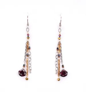 Sterling Silver Earrings with Bronze, Copper, Garnet, and Pyrite