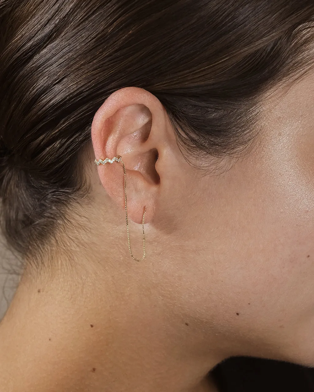 Sterling Silver Zig Zag Ear Cuff with Threader Earrings