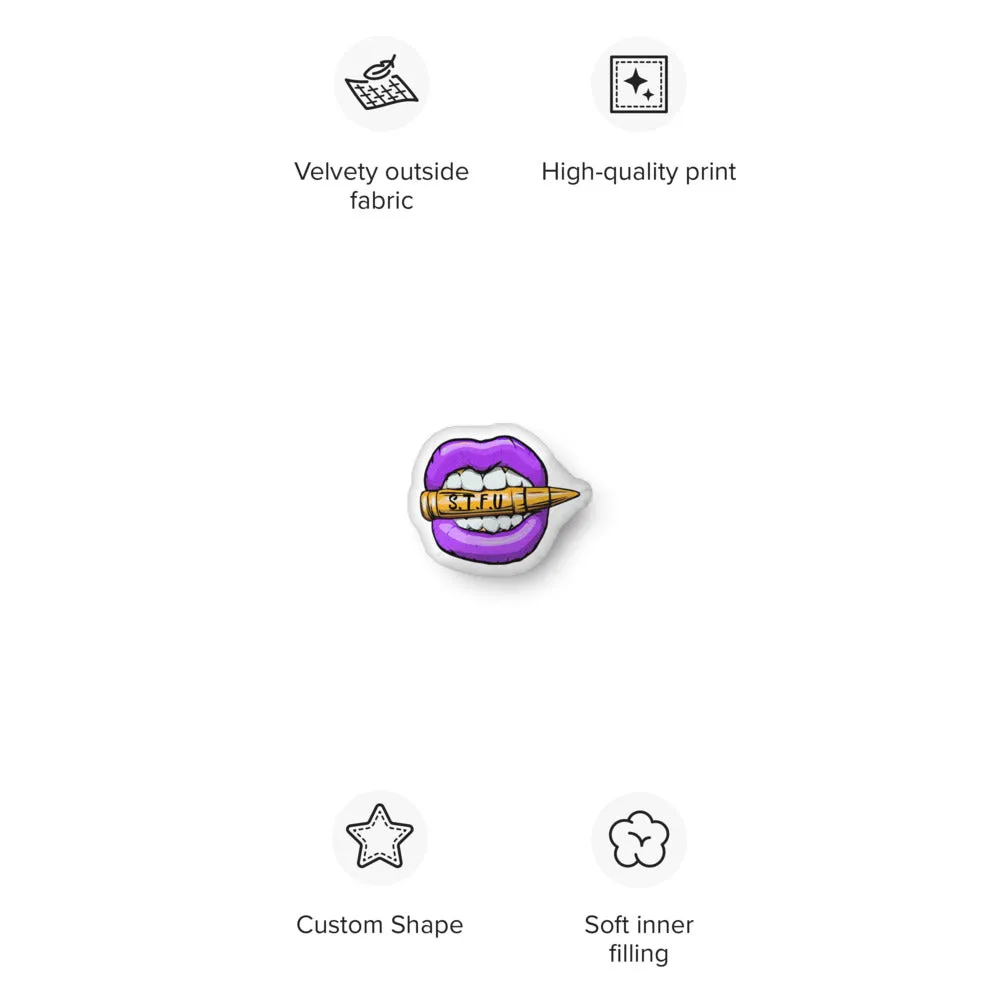 STFU Electric Purple Logo Shaped Pillow
