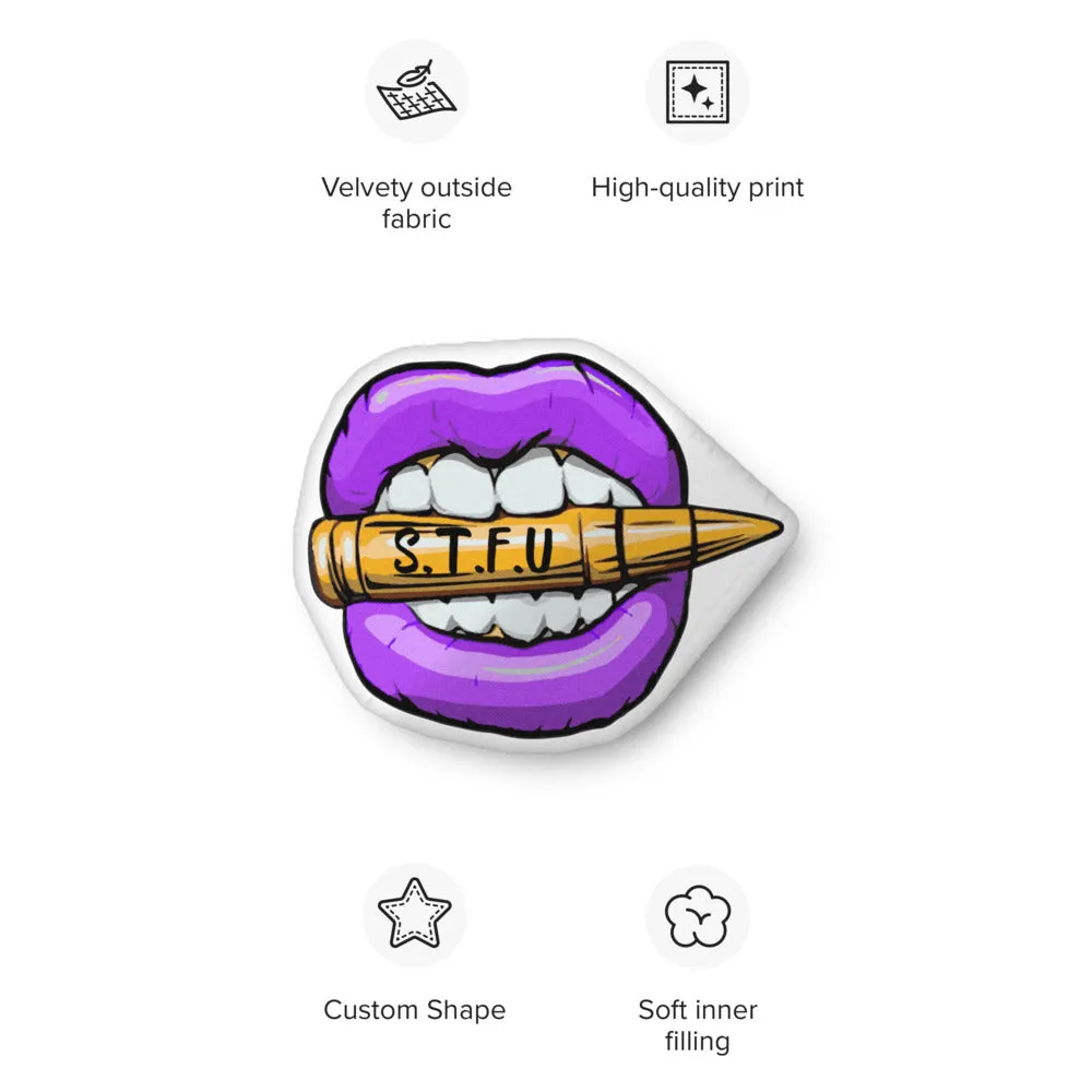 STFU Electric Purple Logo Shaped Pillow