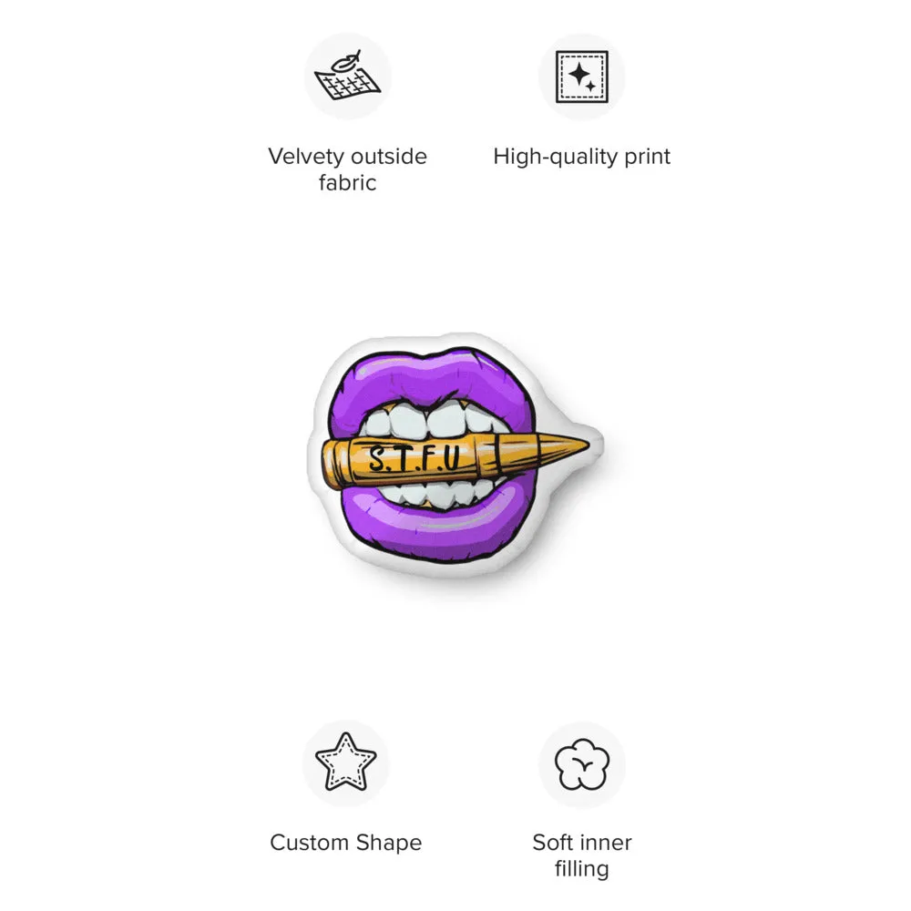 STFU Electric Purple Logo Shaped Pillow