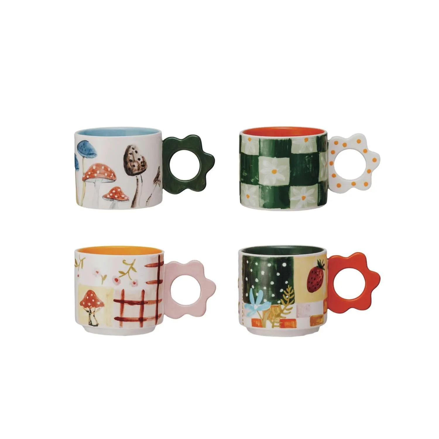 Stoneware Mug with Flower Handle (4 Styles to choose from!)