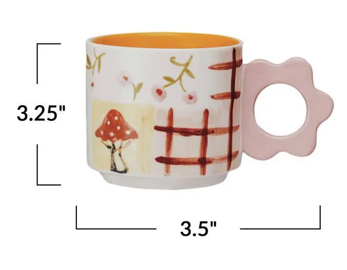 Stoneware Mug with Flower Handle (4 Styles to choose from!)