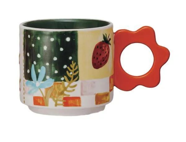 Stoneware Mug with Flower Handle (4 Styles to choose from!)