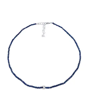 SUZANNE KALAN | Infinite Beaded Rondelle Necklace | Dark Blue & White Gold & Diamond