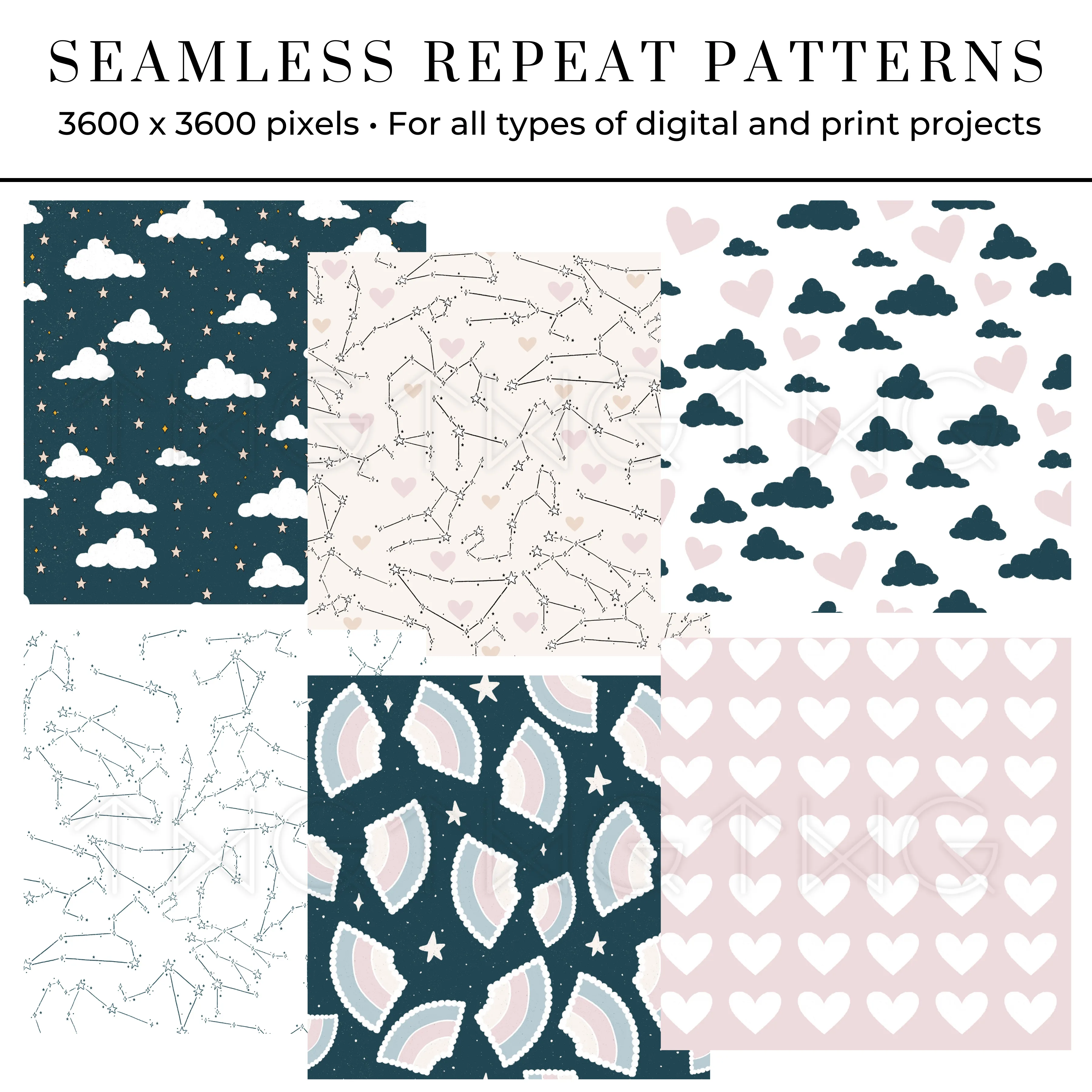 Sweet Zodiac Seamless Patterns