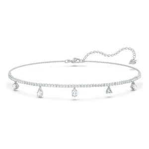 Tennis Deluxe Choker, Mixed Crystals Cut, White, Rhodium Plated