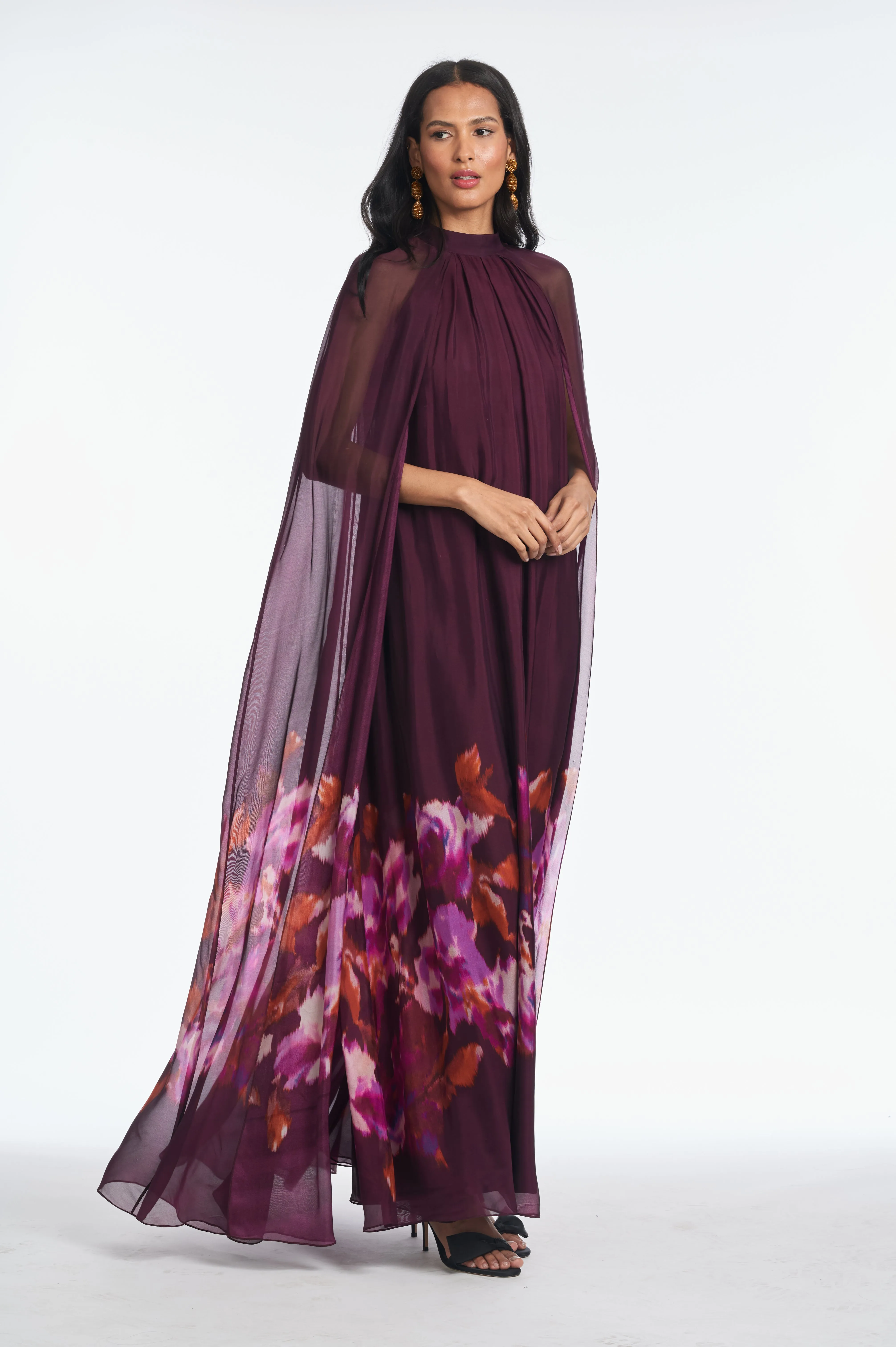 Tiana Gown - Mixed Berry Ikat Border