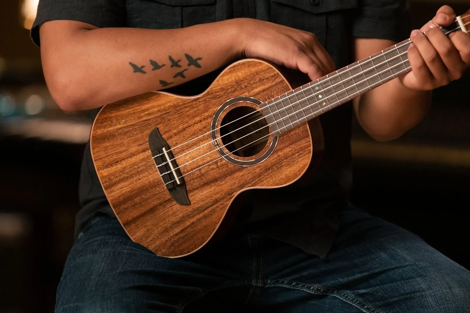 Timber Series Tenor Ukulele - Solid Natural Acacia Acoustic With Gig Bag