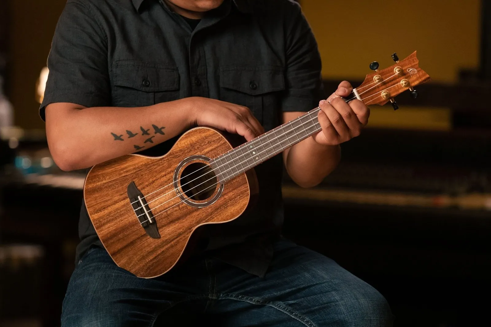 Timber Series Tenor Ukulele - Solid Natural Acacia Acoustic With Gig Bag