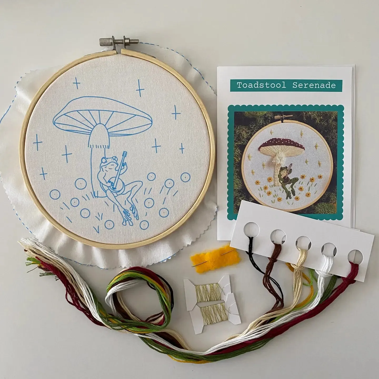 Toadstool Serenade Frog & Mushroom Craft Diy Embroidery Kit