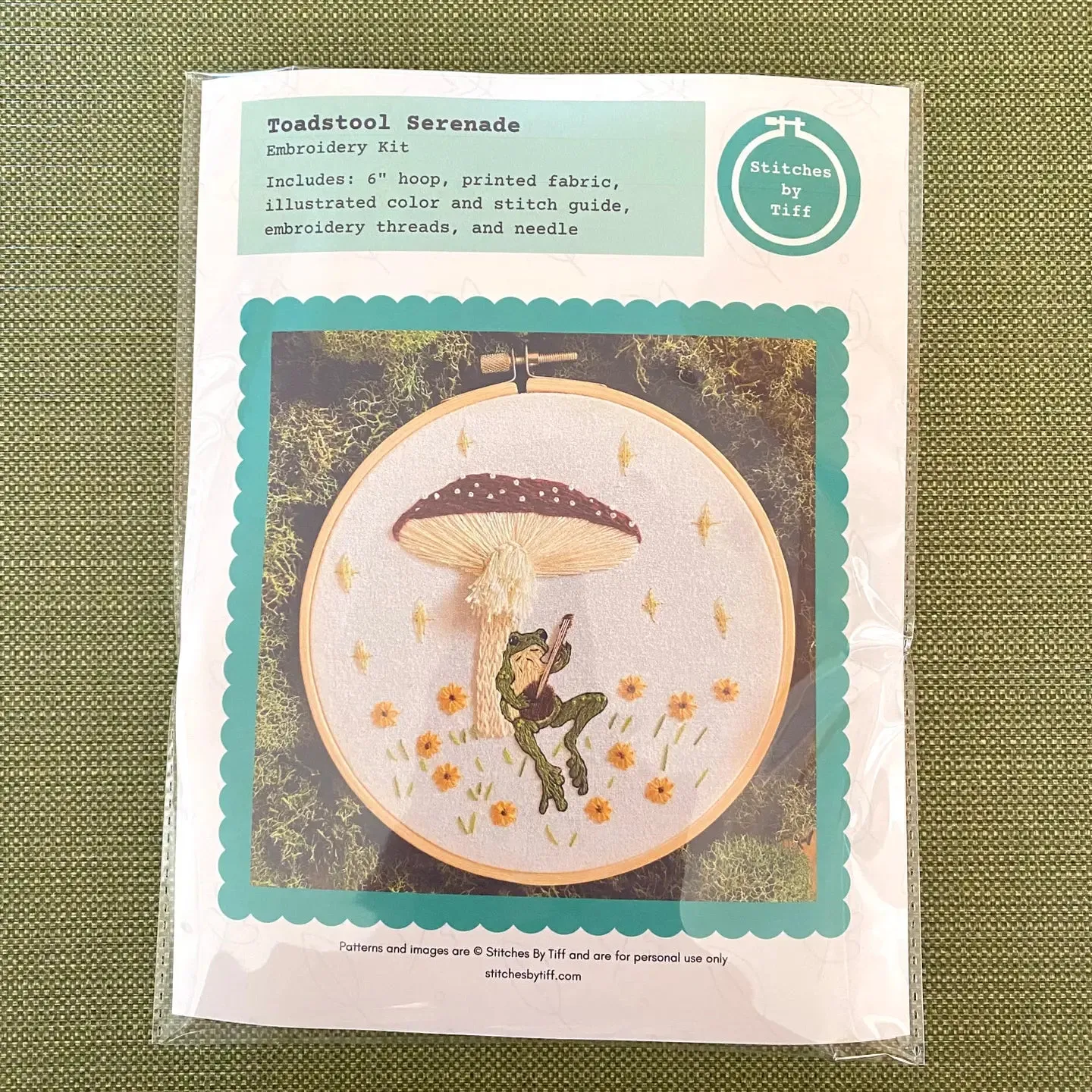 Toadstool Serenade Frog & Mushroom Craft Diy Embroidery Kit