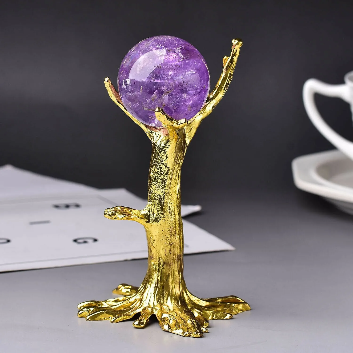 Tree Shape Crystal Ball Stand Base Resin Room Decor Sphere Stand Holder Ornament