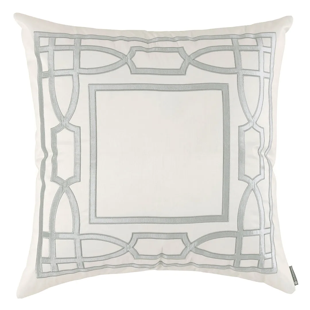 Trey Euro Border Pillow Ivory / Aquamarine 28x28