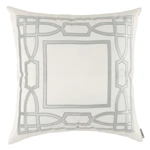 Trey Euro Border Pillow Ivory / Aquamarine 28x28