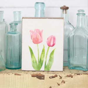 Tulips Decorative Wooden Block