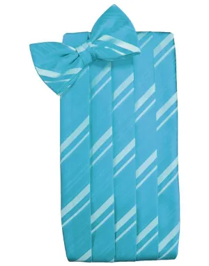 Turquoise Kids Striped Satin Cummerbund