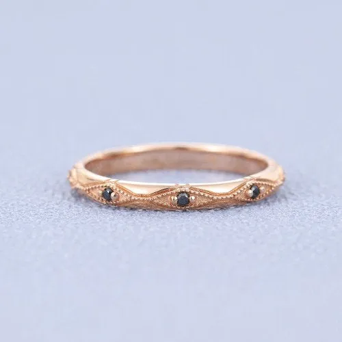 Unique Moissanite wedding band women Full eternity band Rose gold wedding band vintage Stacking Matching bridal ring promise ring