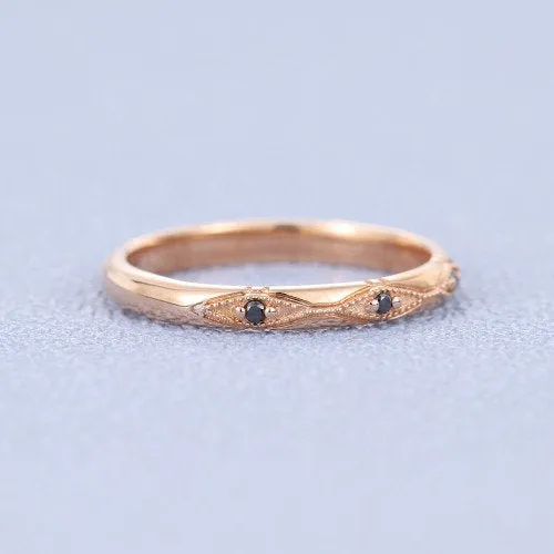Unique Moissanite wedding band women Full eternity band Rose gold wedding band vintage Stacking Matching bridal ring promise ring