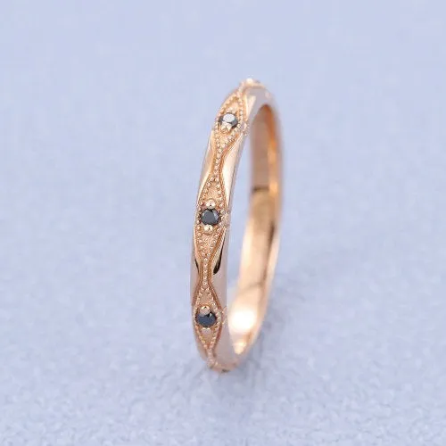 Unique Moissanite wedding band women Full eternity band Rose gold wedding band vintage Stacking Matching bridal ring promise ring