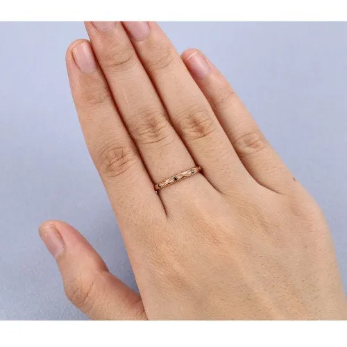 Unique Moissanite wedding band women Full eternity band Rose gold wedding band vintage Stacking Matching bridal ring promise ring