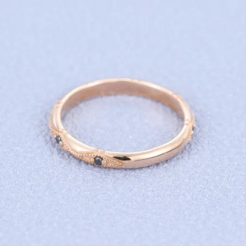 Unique Moissanite wedding band women Full eternity band Rose gold wedding band vintage Stacking Matching bridal ring promise ring