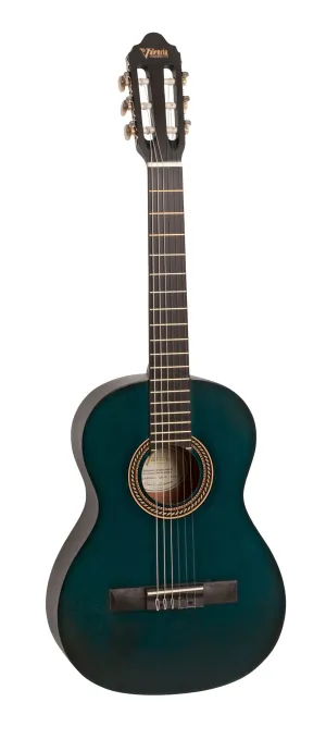 Valencia VC203TBU Classical Guitar - 3/4 Size - Transparent Blue