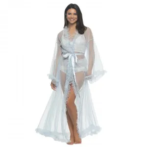 Veil Tulle Ruffle Peignoir Robe - Something Blue -