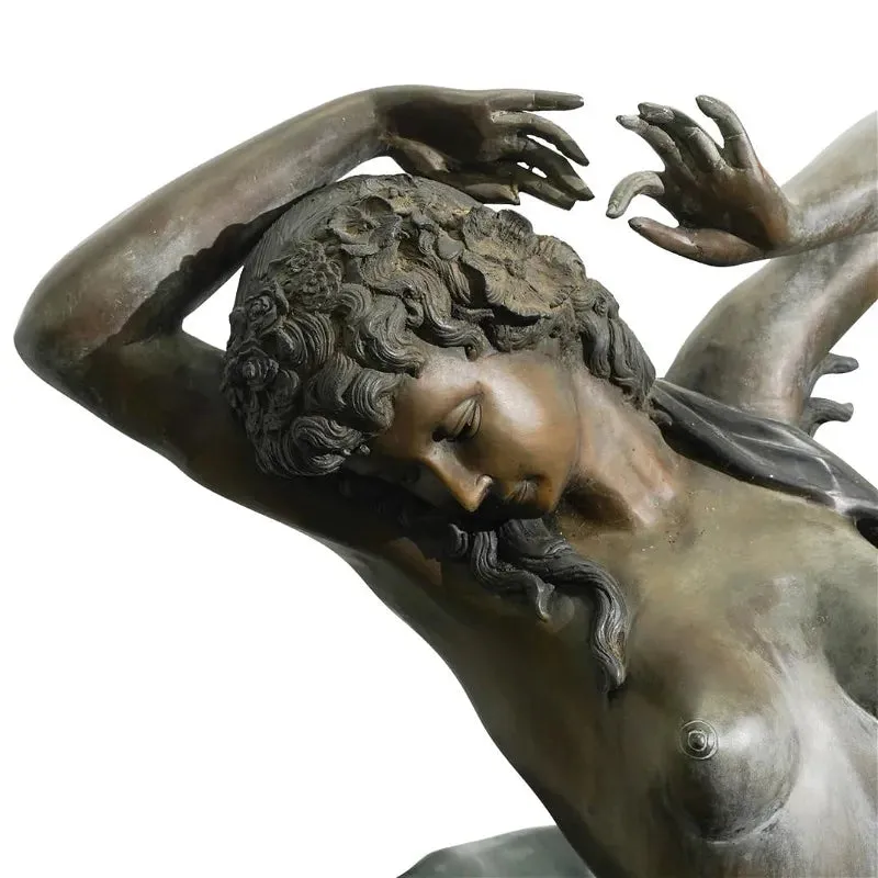 Verde Green Bronze Nude Fountain With Dolphins Fish