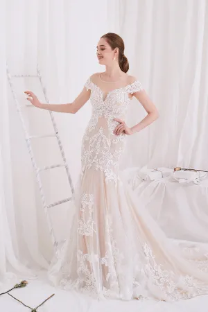 Victoria - Selena Huan off-the-shoulder Alenchon embroidery lace mermaid gown