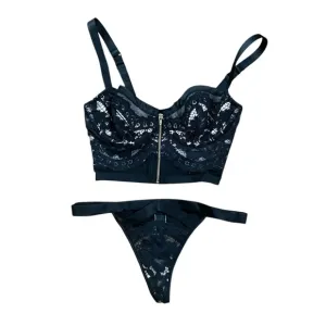 Victoria’s Secret Black Lace Bralette Thong Set