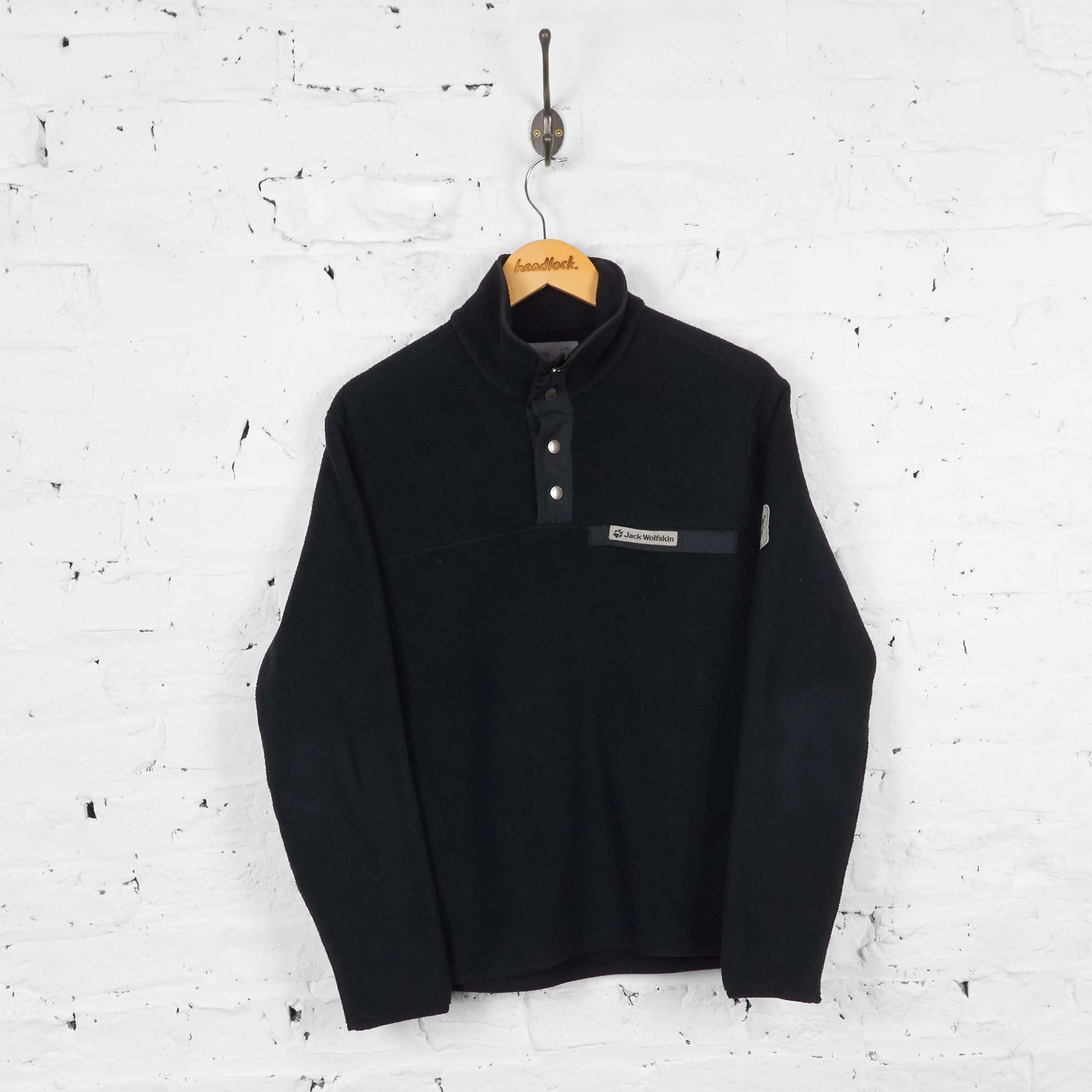 Vintage 1/4 Button Up Jack Wolfskin Fleece - Black - S