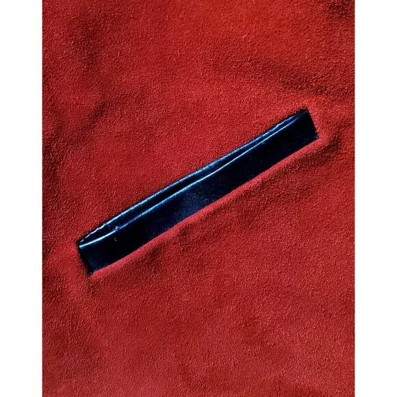 Vintage 60's-70's Cherry red Suede vest with black leather lace sides