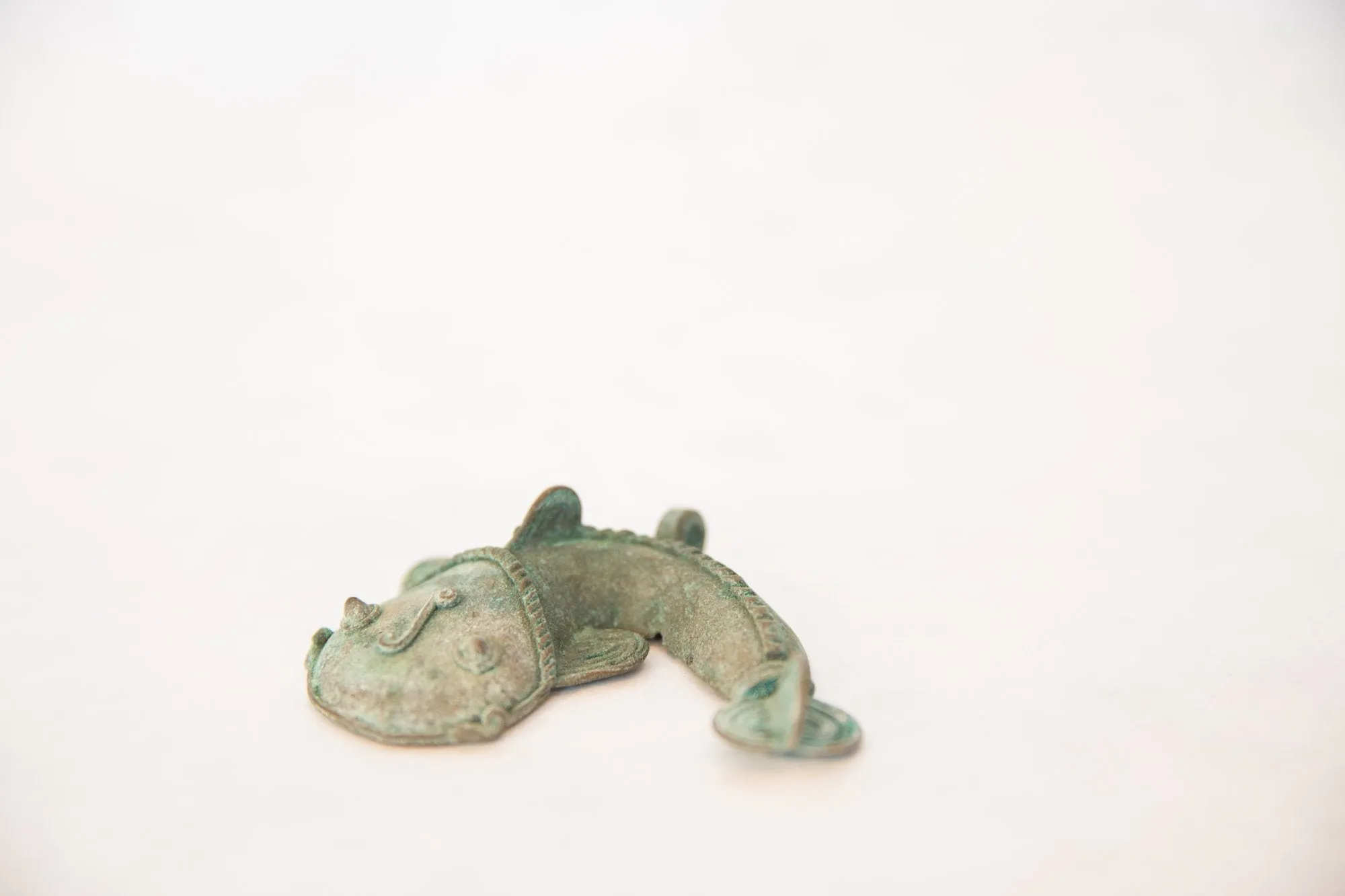 Vintage African Large Oxidized Copper Fish Pendant