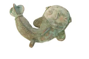 Vintage African Large Oxidized Copper Fish Pendant