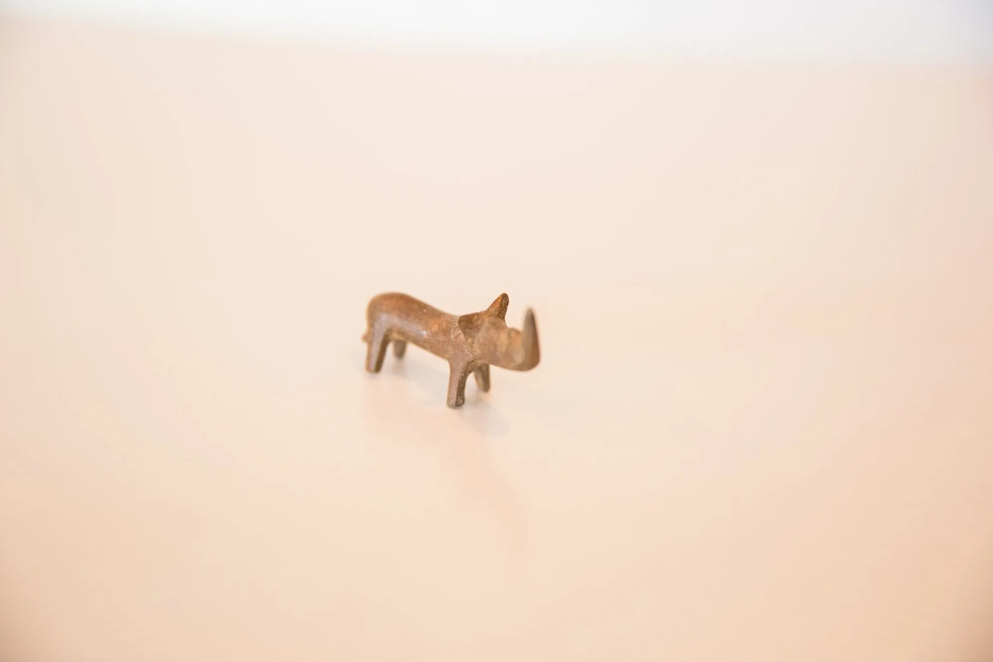 Vintage African Mini Curved Copper Rhino