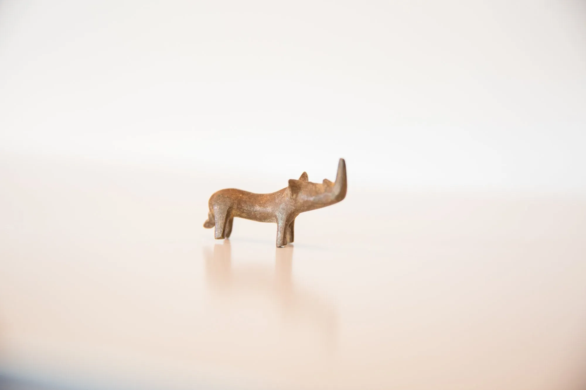 Vintage African Mini Curved Copper Rhino