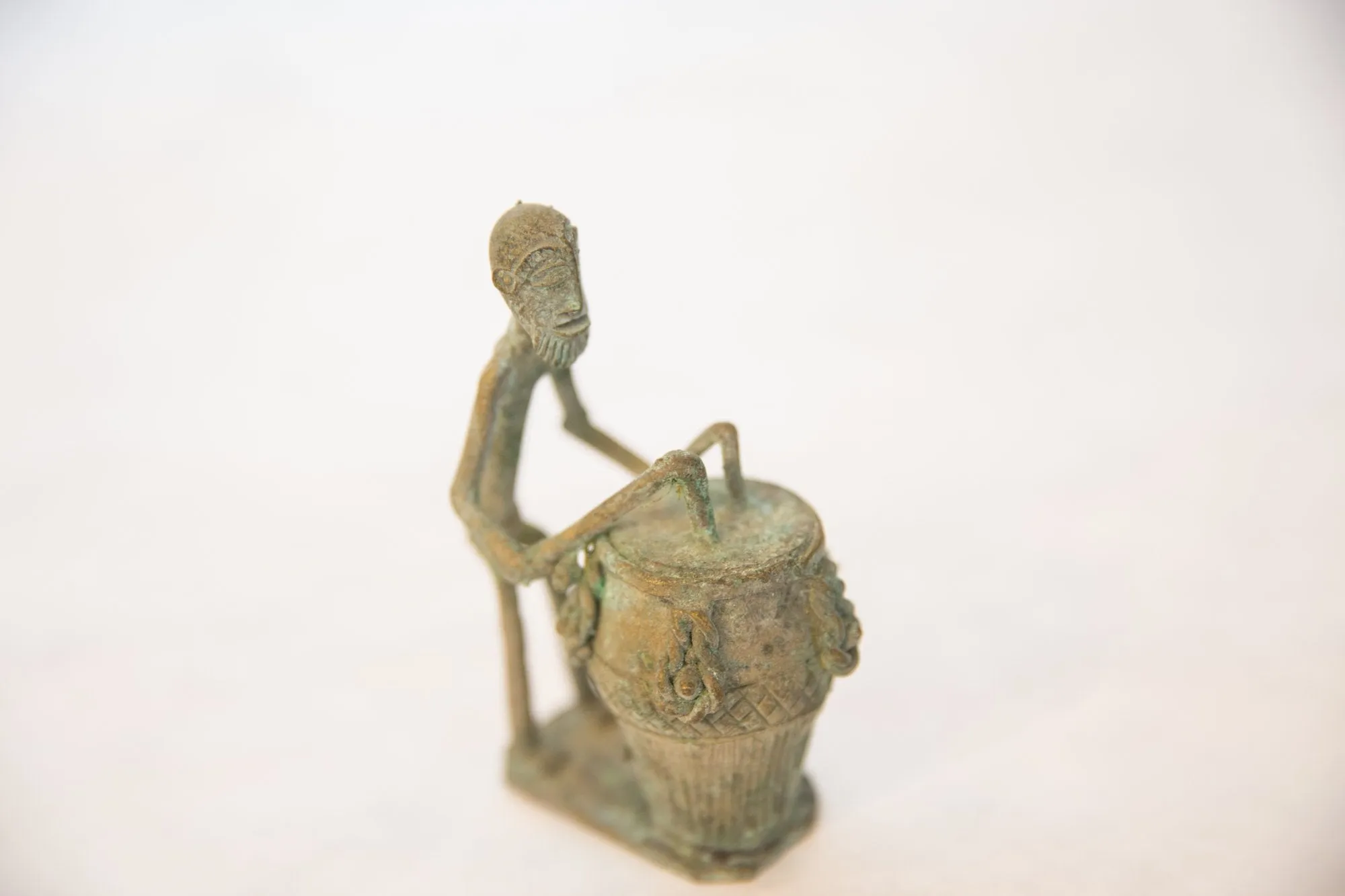 Vintage African Oxidized Copper Drummer