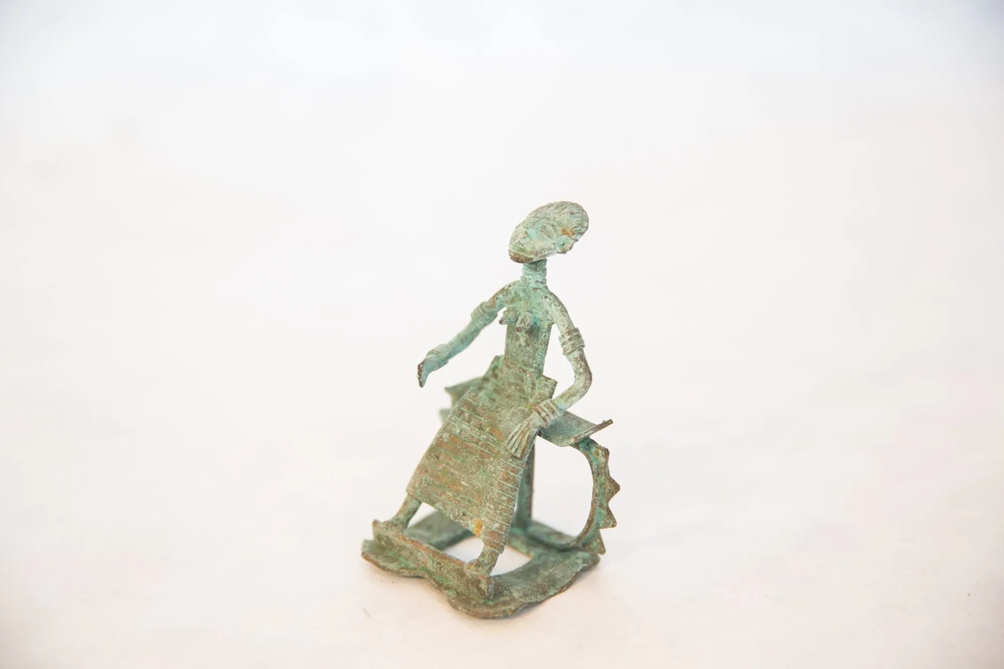 Vintage African Oxidized Copper Sitting Woman