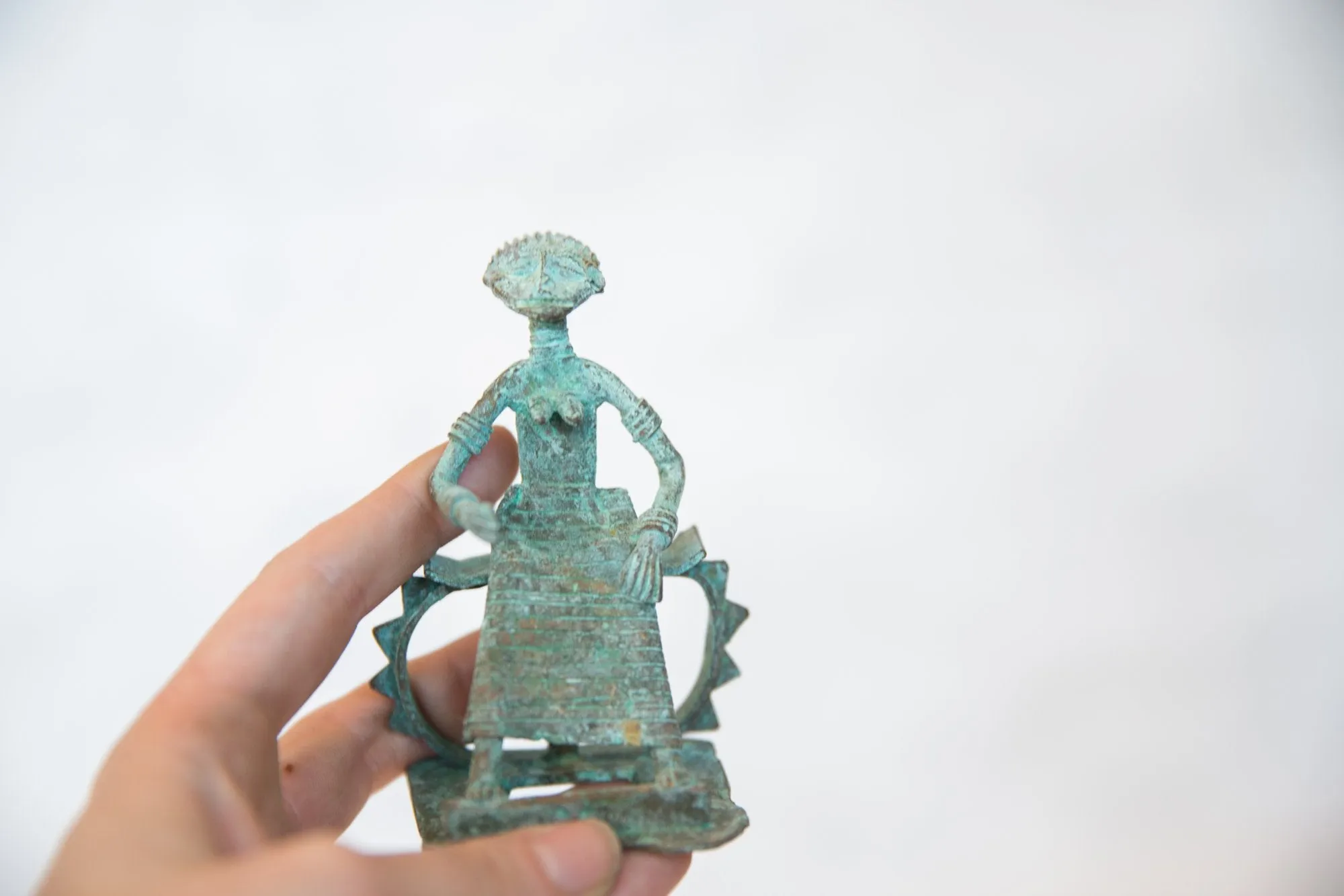 Vintage African Oxidized Copper Sitting Woman