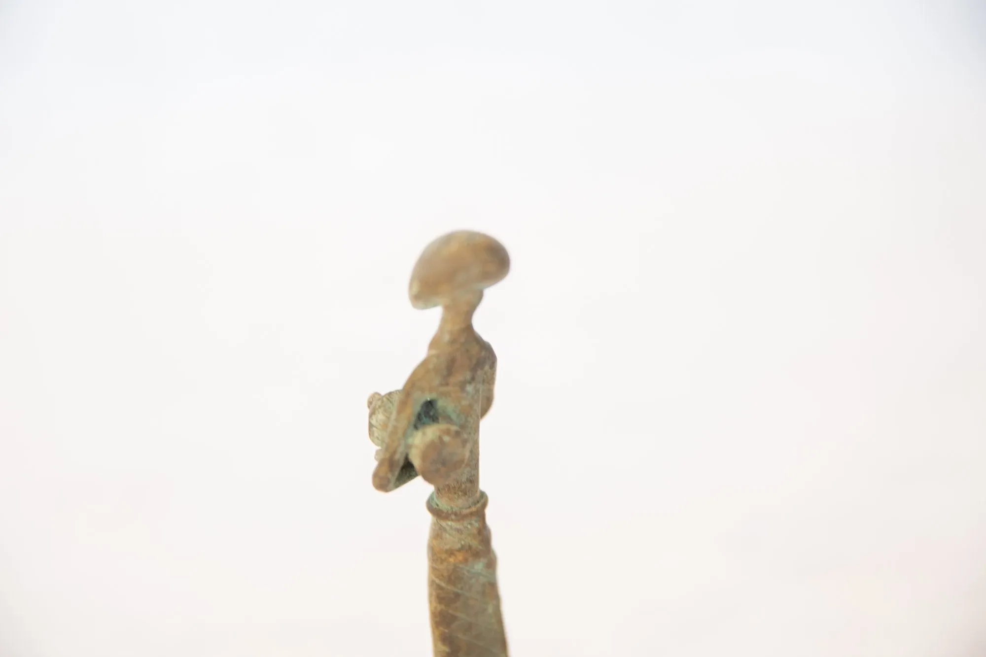 Vintage African Oxidized Copper Standing Drummer
