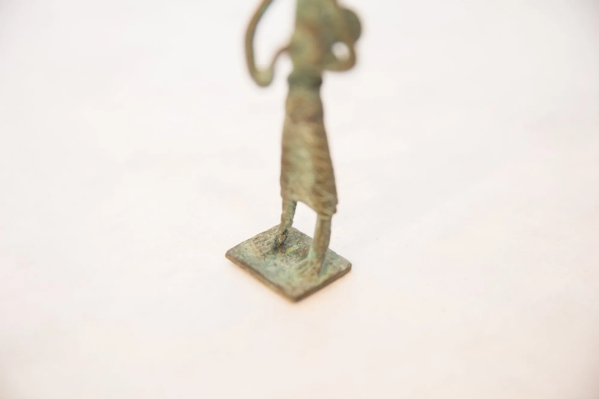 Vintage African Oxidized Copper Standing Drummer