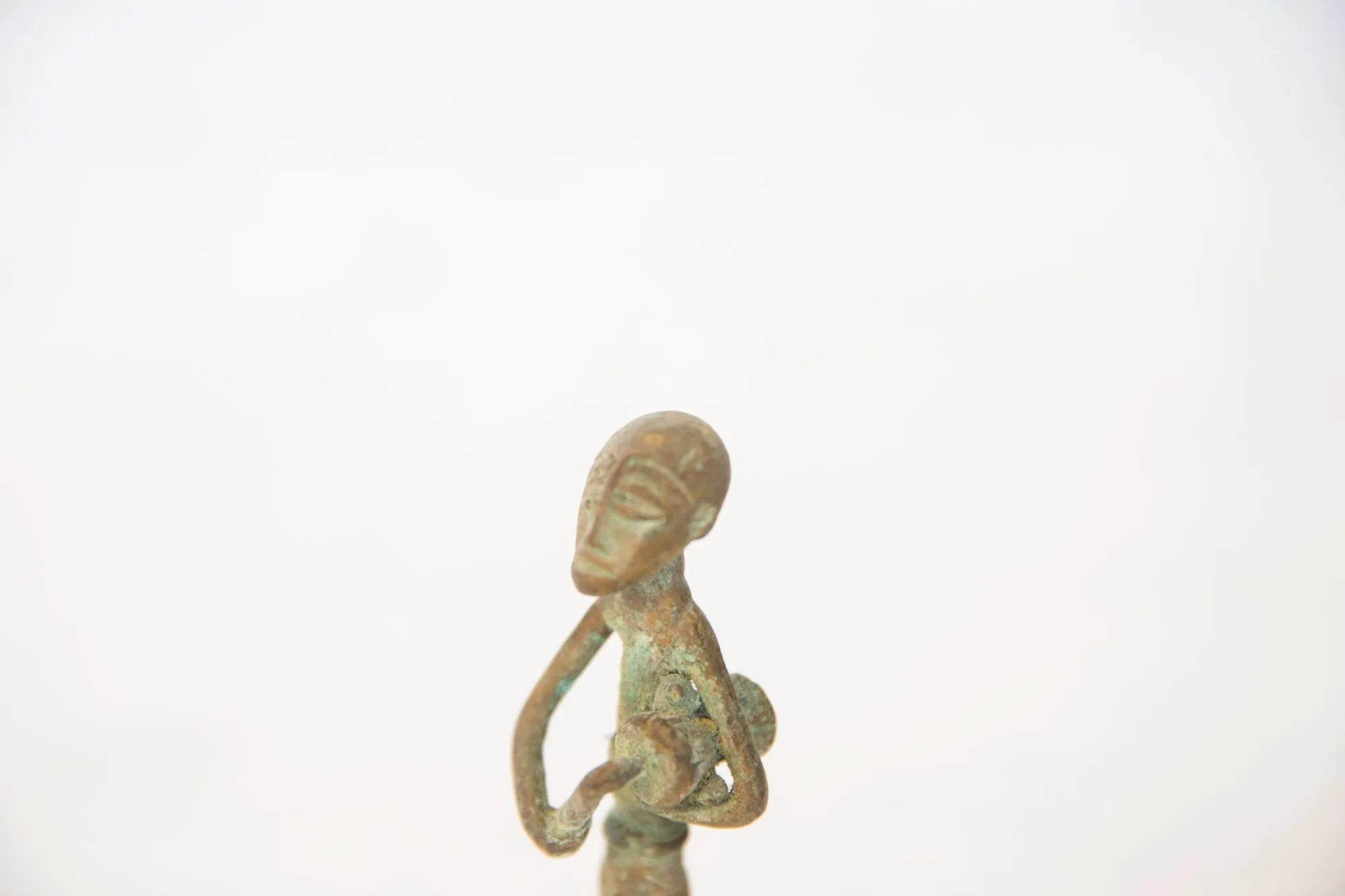 Vintage African Oxidized Copper Standing Drummer
