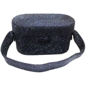 Vintage Box Purse  Midnight Blue Carnival Bead Cocktail Bag 1940S